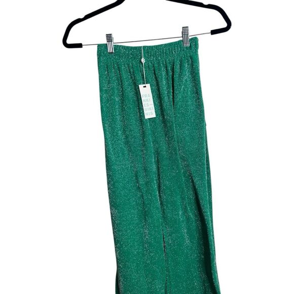 FRANKIES BIKINIS Johnson Terry Lurex Pant Mistletoe Green Flare Size L NWT - Picture 4 of 16